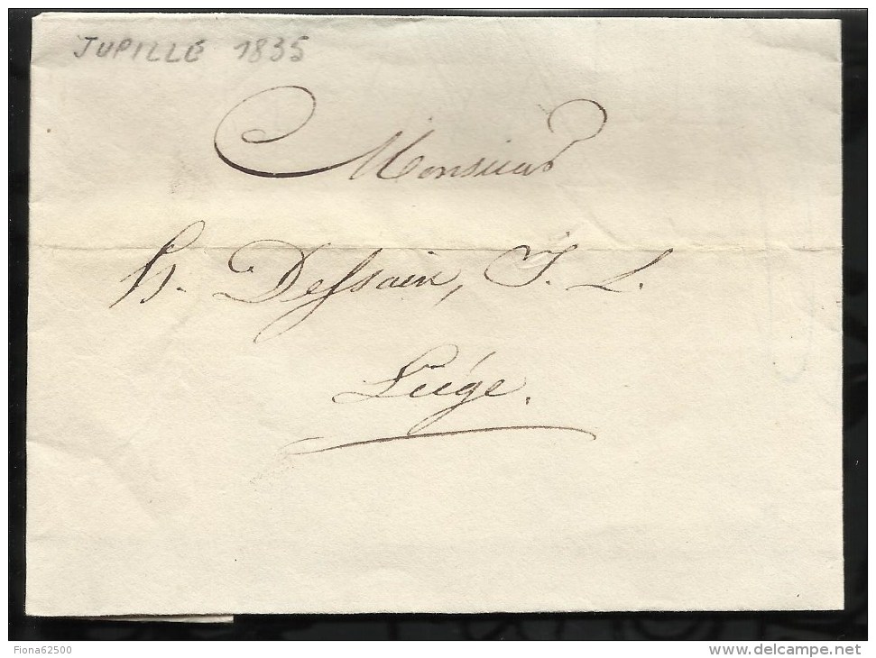 LETTRE DATEE DU 04 FEVRIER 1835 DEPART DE JUPILLE  POUR  LIEGE . - 1801-1848: Précurseurs XIX