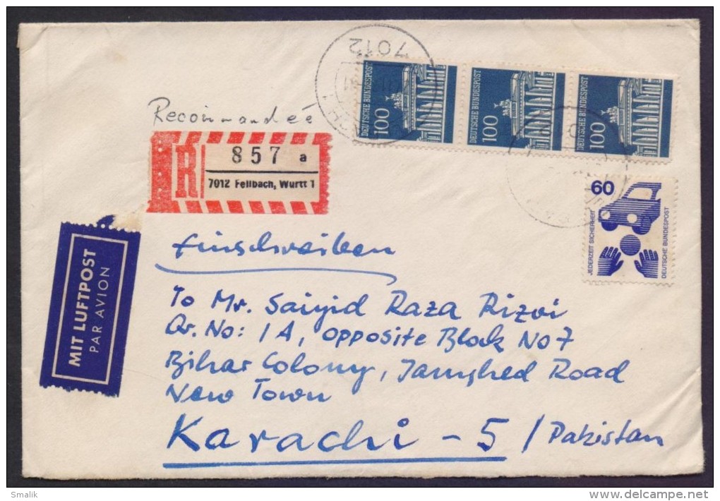 GERMANY Postal History Cover, Registered Used 1972 - Covers & Documents