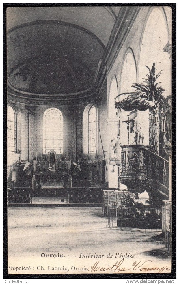 ORROIR ( MONT ENCLUS TOURNAI FRASNES ATH RONSE ) - INTERIEUR DE L'EGLISE - RARE ! Simple Cercle Amougies Au Dos - Kluisbergen