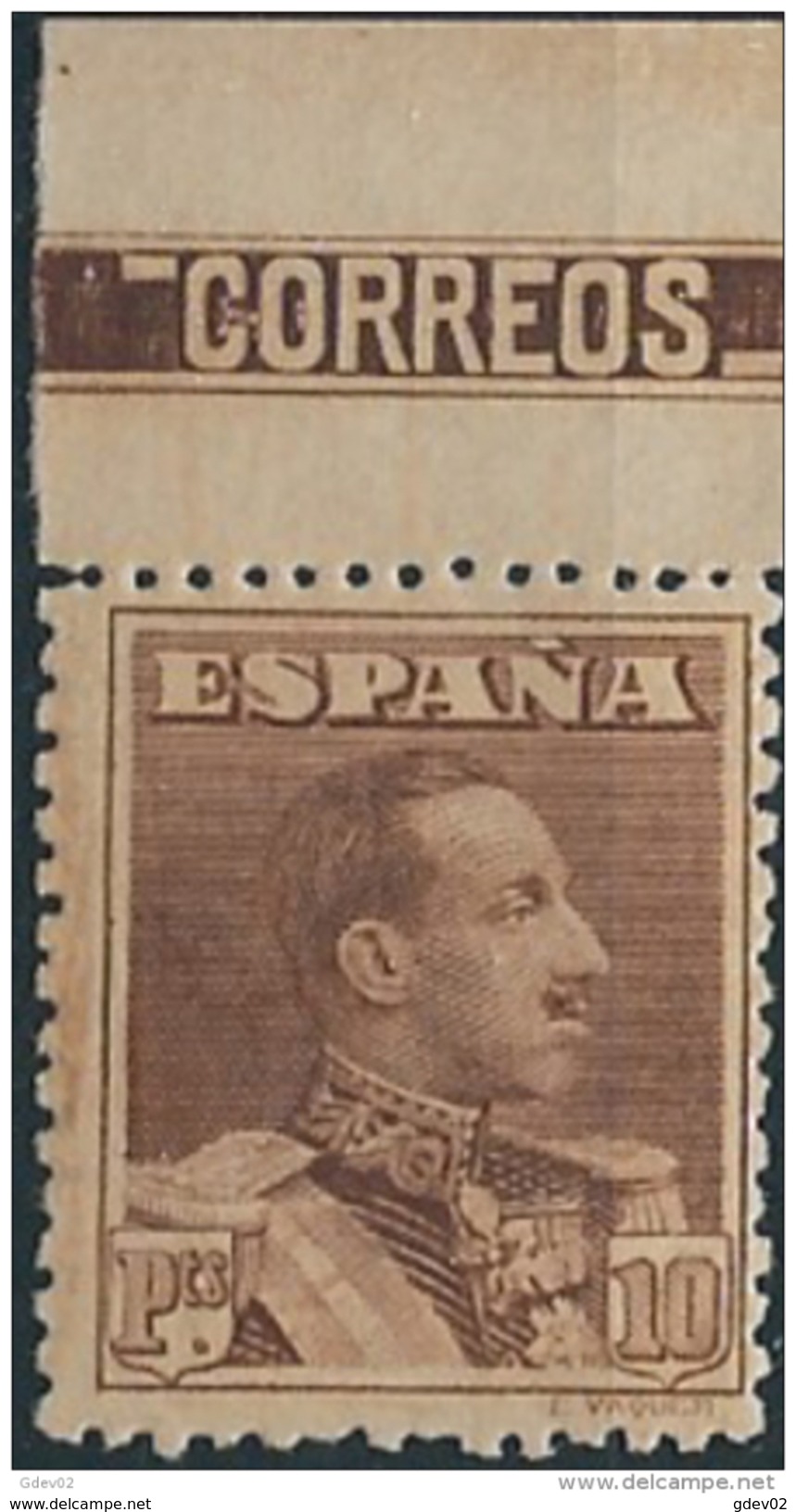 ES323TV-LFT***323STMI.España.Spain. Espagne.REY ALFONSO Xlll.VAQUER .1922/30.(Ed 323**)  Sin  Charnela - Militares