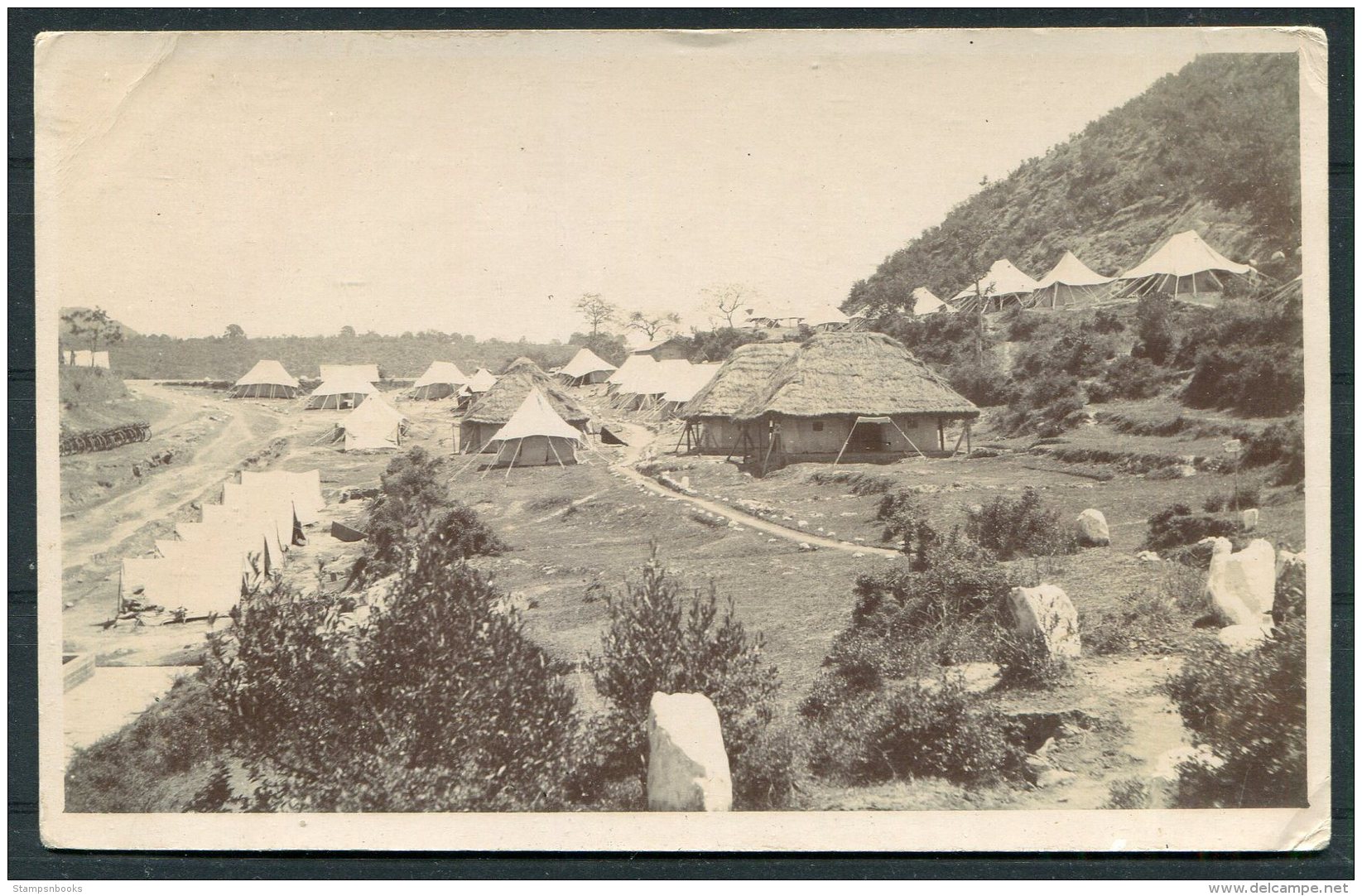 India Dunera Rest Camp Army Military RP Postcard - India