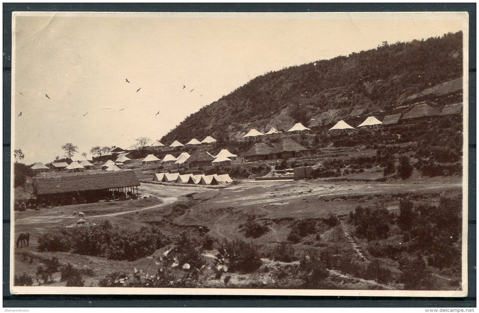 India British Army Rest Camp Dunera RP Postcard - India