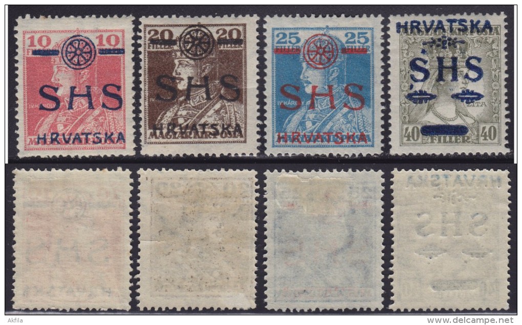 4698. Yugoslavia State SHS Croatia 1918 Hungarian Stamps With Overprint, MH (*) Michel 84-87 - Croatie