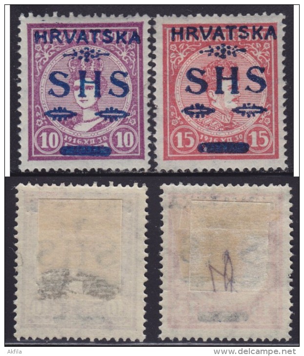 4699. Yugoslavia State SHS Croatia 1918 Hungarian Stamps With Overprint, MH (*) Michel 64-65 - Croatie