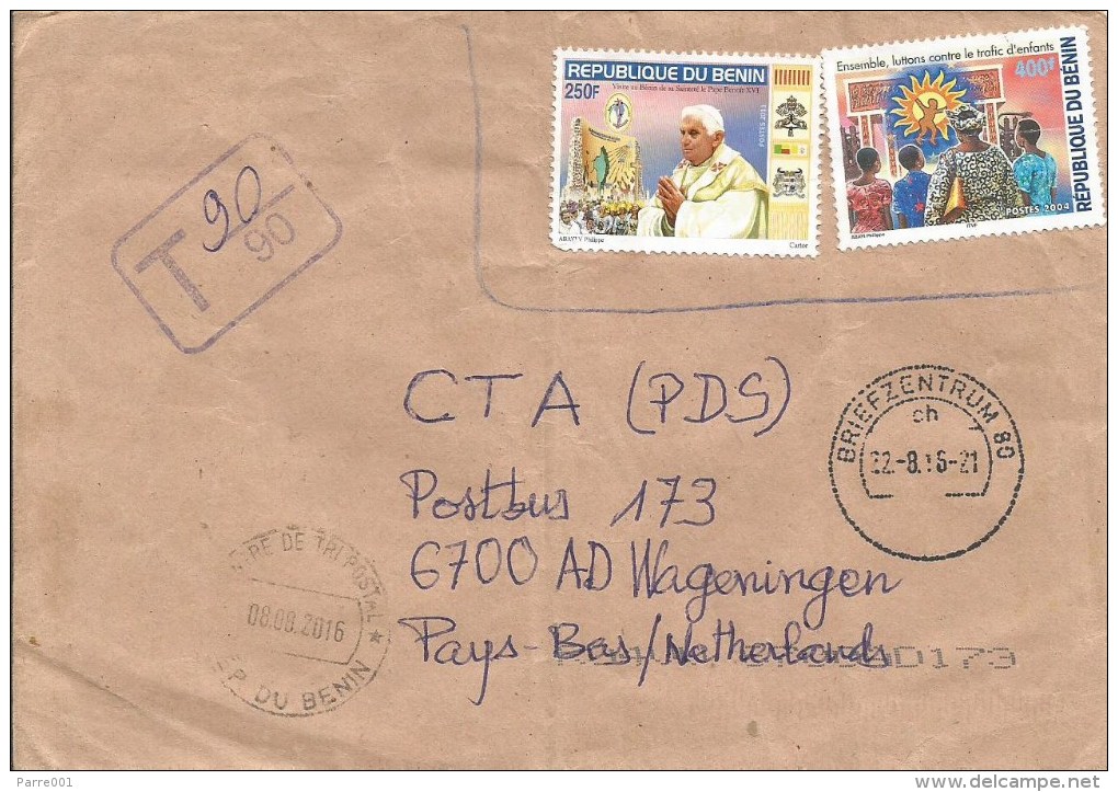 Benin 2016 Cotonou Pope 250f Child Traffic 400f Uncancelled Taxed Cover In Briefzentrum 80 (München) - Benin - Dahomey (1960-...)