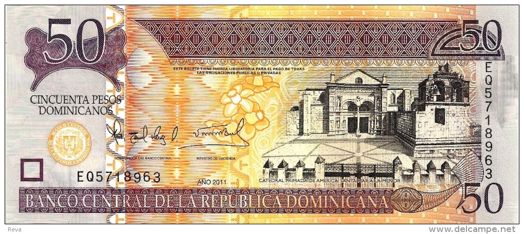 DOMINICANA 50 PESOS BROWN BUILDING FRONT & BACK DATED 2011 P.? UNC READ DESCRIPTION CAREFULLY !!! - Dominicaine