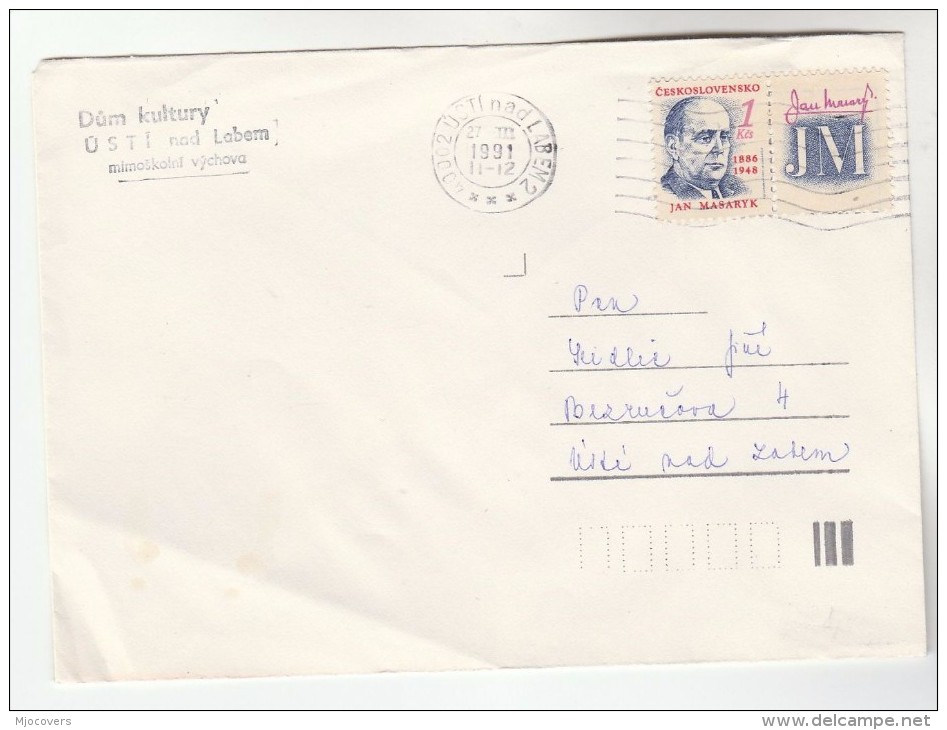 1991 Udni Nad Labem CZECHOSLOVAKIA COVER Stamps 1k Masaryk - Covers & Documents