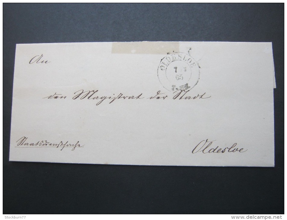 1865 , OLDESLOE  ,   Klarer Stempel Auf Brief - Schleswig-Holstein