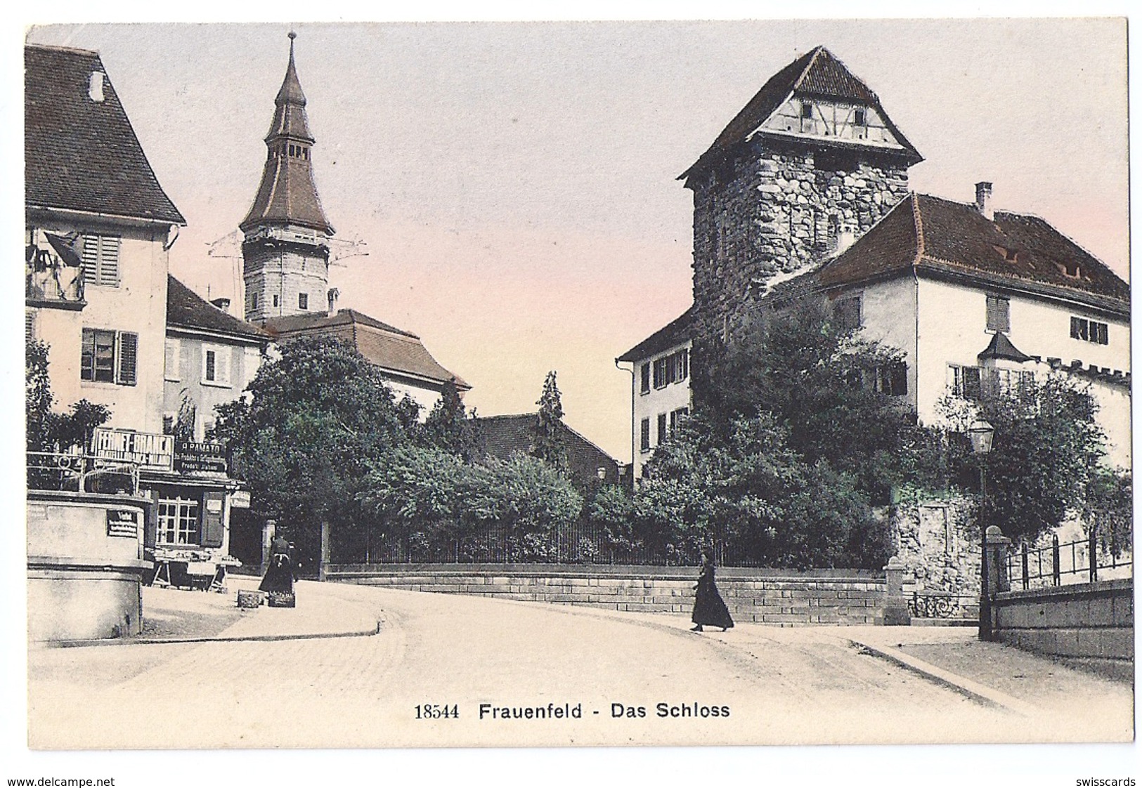 FRAUENFELD: Partie Mit Schloss Und Comestibles-Geschäft 1909 - Frauenfeld