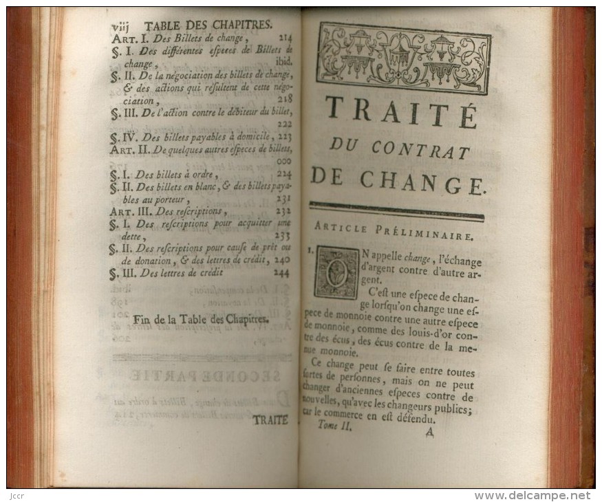 Traité Du Contrat De Constitution De Rente; Par Robert-Joseph Pothier, Suivi Traité Du Contrat De Change - Droit - 1773 - 1701-1800