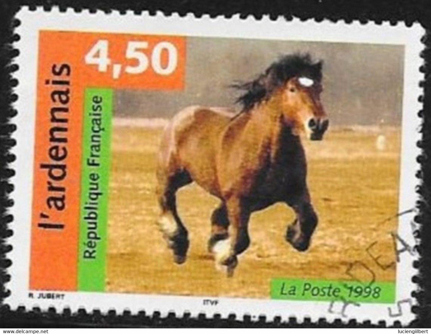 N° 3185   FRANCE  - OBLITERE  -  CHEVAL L'ARDENAIS   -  1998 - Gebraucht