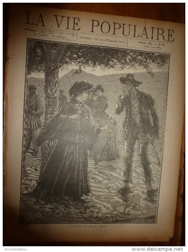 1889 LVP:Gravure De Le Moine :JUSTICE Par Hector Malot; AU CHOSE Par Georges Courteline; Etc - Revues Anciennes - Avant 1900