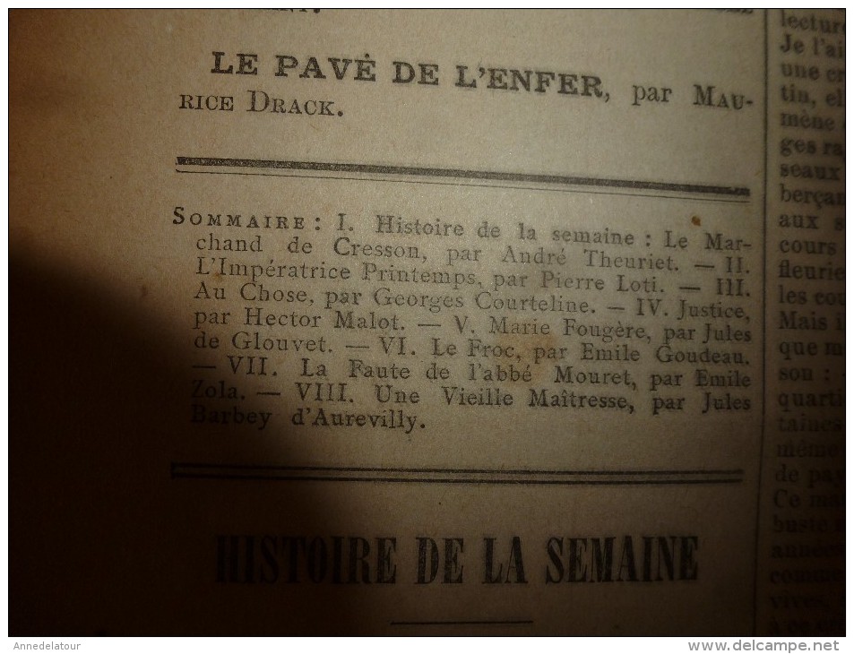 1889 LVP:Gravure De Le Moine :JUSTICE Par Hector Malot; AU CHOSE Par Georges Courteline; Etc - Revues Anciennes - Avant 1900