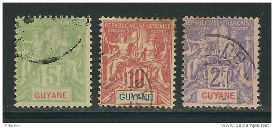 GUYANE N° 43, 44 & 48 Obl. - Oblitérés