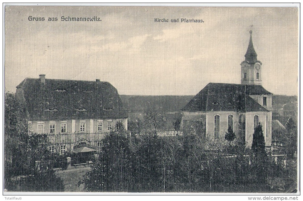 SCHMANNEWITZ OT Dahlen Sachsen Pfarrhaus Adressat Schwer Findbar Mehrfach Weitergeleitet 31.7.1911 Papier - Dahlen