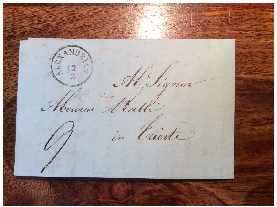 Egypte Levant Autrichien; Egypt Austrian Levant: ALEXANDRIEN 1852 FORWARDED Cover From CAIRO > Triest (lettre Austria - Préphilatélie