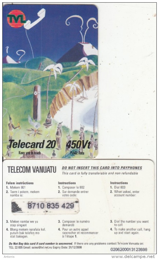 VANUATU - Children"s Painting, Telecom Vanuatu Prepaid Card 450 Vt, Exp.date 31/12/08, Used - Vanuatu