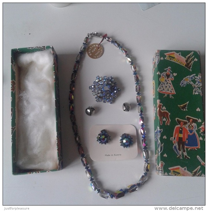 VINTAGE : ENSEMBLE COLLIER BROCHE ET BOUCLES D´OREILLES AUTRICHIENNE - Andere & Zonder Classificatie