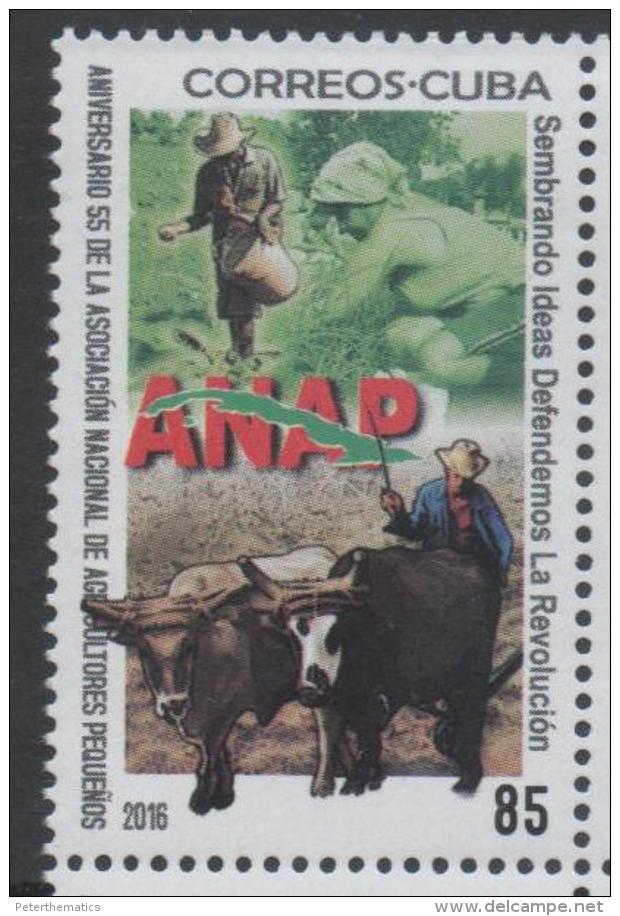 AGRICULTURE 2016,MNH, ANAP, NATIONAL ASSOCIASTION OF SMALL LANDOWNERS, OXEN, FAUNA, 1v - Agricultura