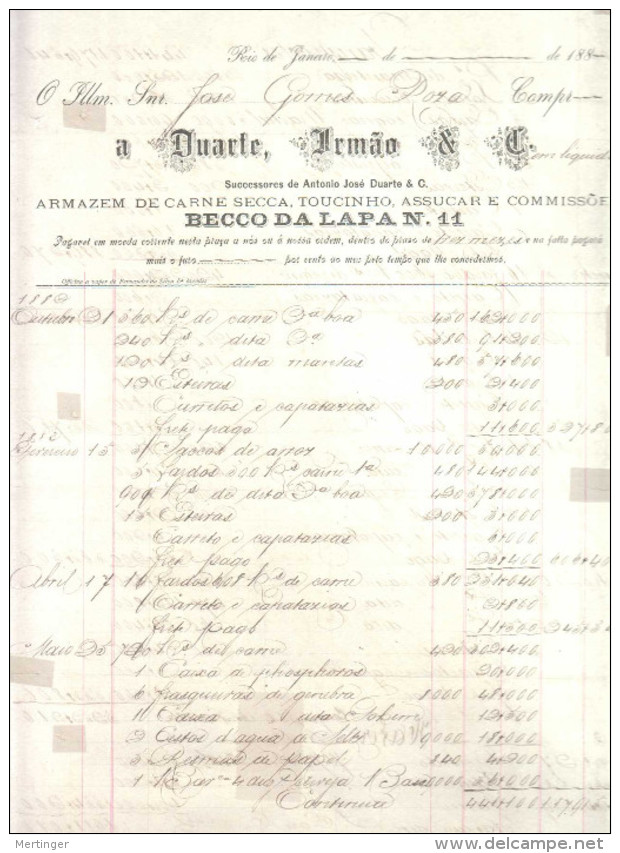 Brazil Brasil 1885 Bill Rio De Janeiro With Tax Stamp - Brieven En Documenten