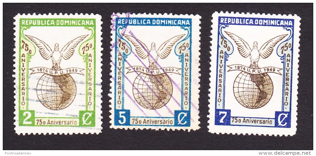 Dominican Republic, Scott #434-436, Used, Pigeon And Globe, Issued 1950 - Dominikanische Rep.