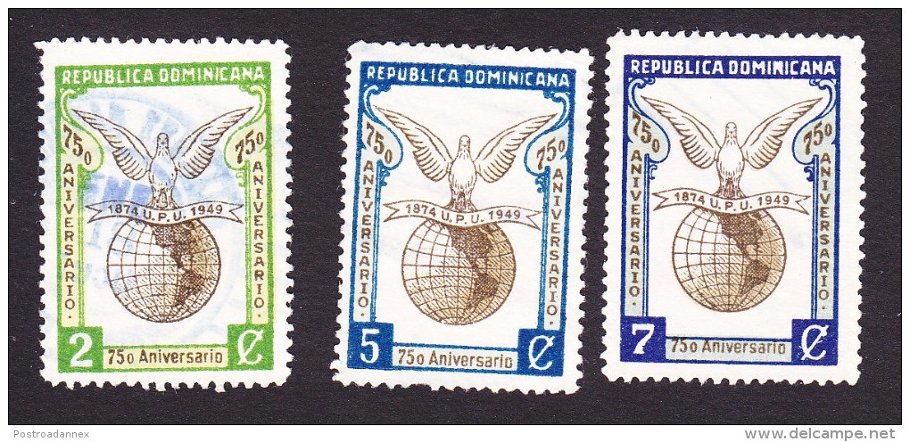 Dominican Republic, Scott #434-436, Used, Pigeon And Globe, Issued 1950 - Dominican Republic