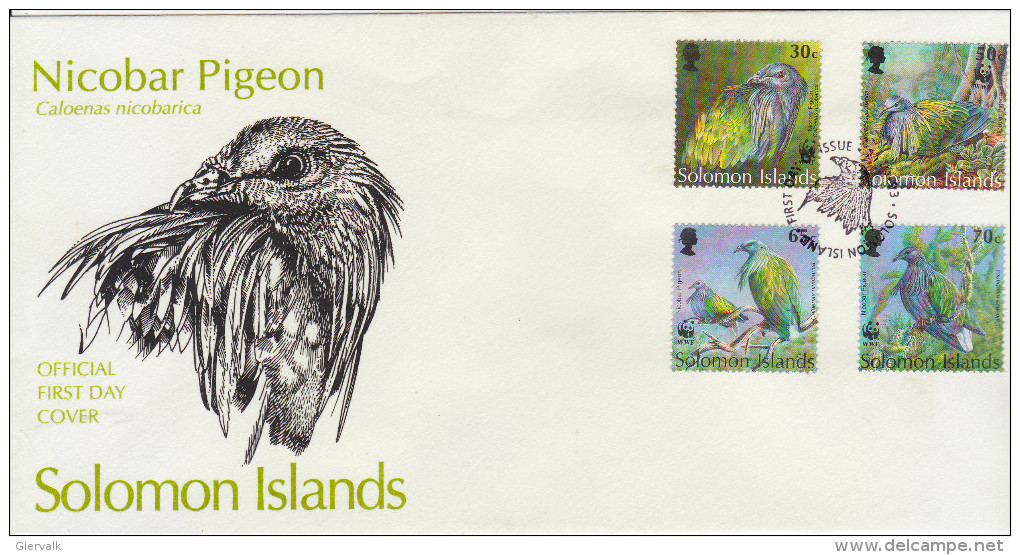 SOLOMON ISLANDS 1993 WWF FDC With PIGEON Local Issue. - FDC