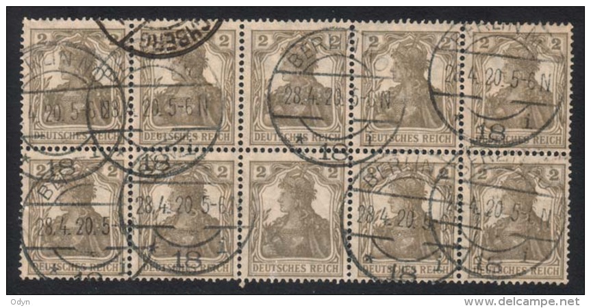 SALE! Deutsches Reich 1918, MiNr 102 In 10-block  Used -  Very Nice Postmarks - Oblitérés