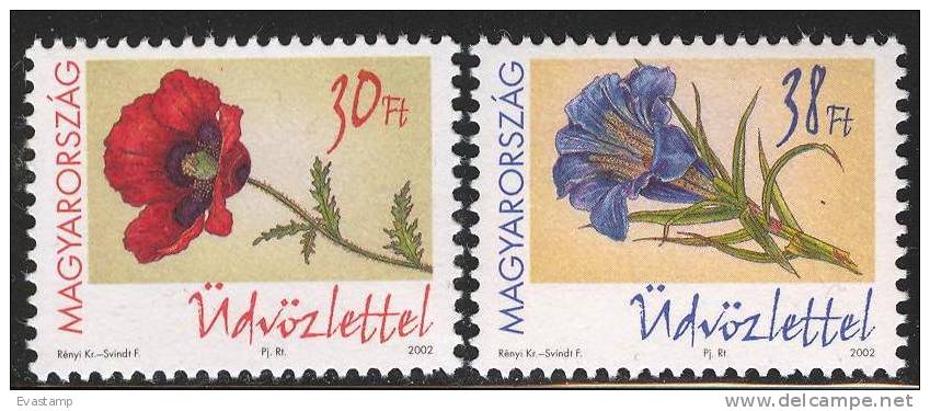 HUNGARY - 2002. Greetings / Flower Red Poppy / Type Of 1999  MNH!!  Mi 4734-4735. - Neufs