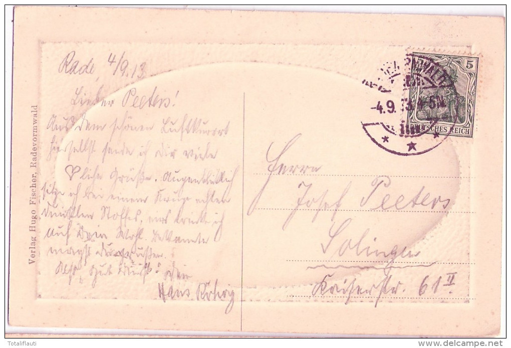 RADEVORMWALD Uelfetal Passepartout Prägedruck Karte Gaufrage Embossed 4.9.1913 Gelaufen - Radevormwald