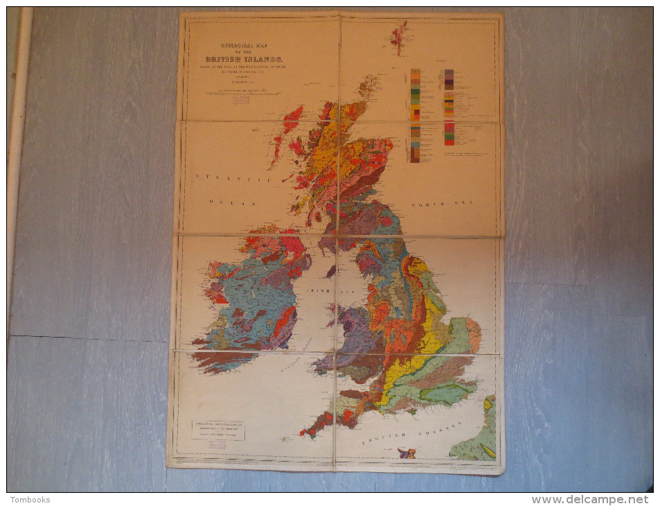 Carte Toilée Ancienne Des Iles Britanniques - Geological Map British Islands - E.B . Bailey - 1939 - - Cartes Marines