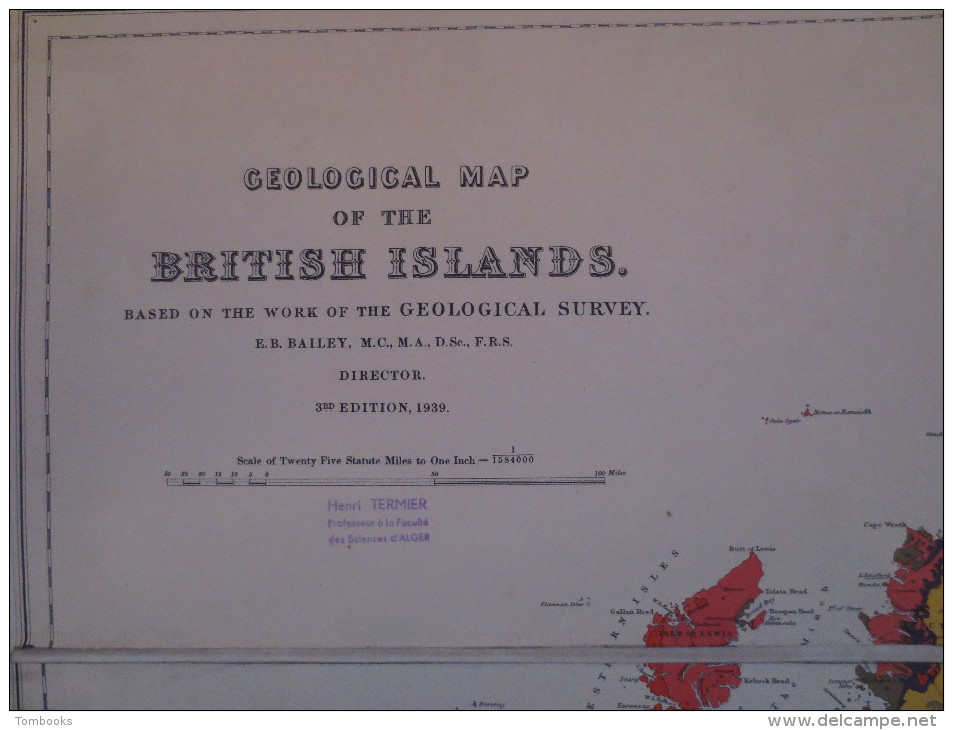 Carte Toilée Ancienne Des Iles Britanniques - Geological Map British Islands - E.B . Bailey - 1939 - - Nautical Charts