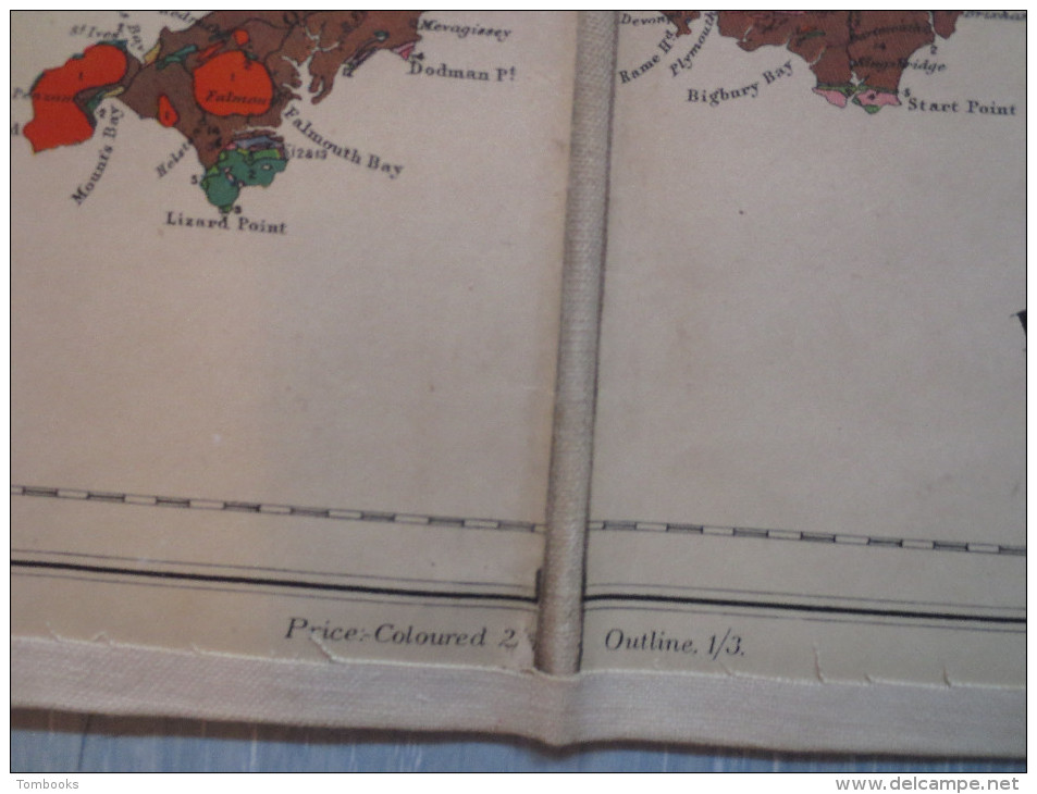 Carte Toilée Ancienne Des Iles Britanniques - Geological Map British Islands - E.B . Bailey - 1939 - - Cartes Marines