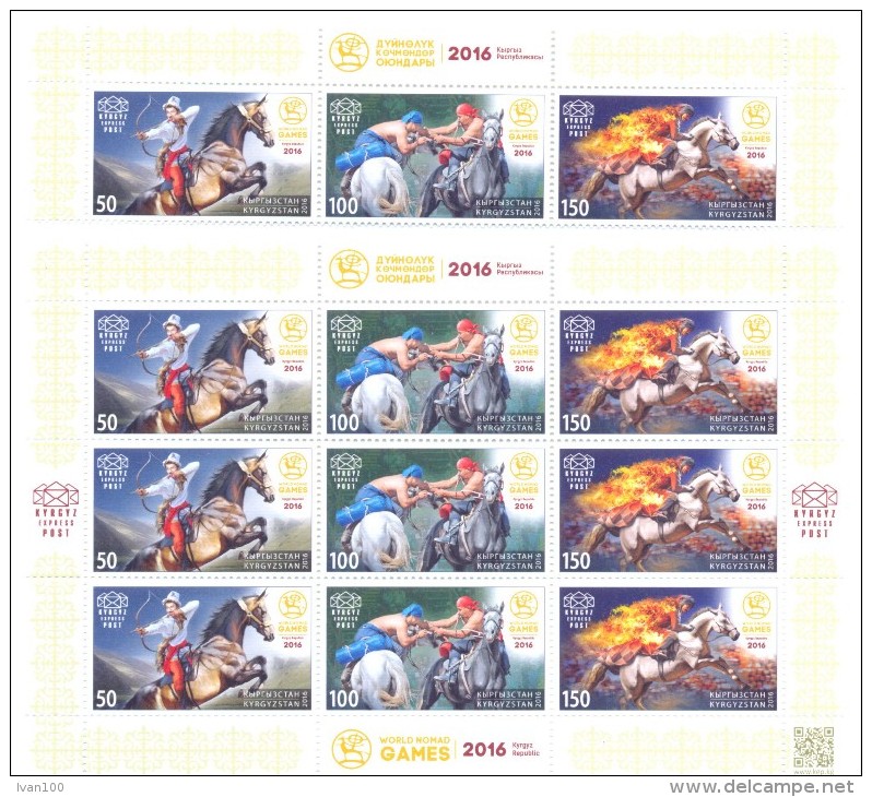 2016. Kyrgyzstan,World Nomad Games,  Set + Sheetlet, Mint/** - Kirghizistan