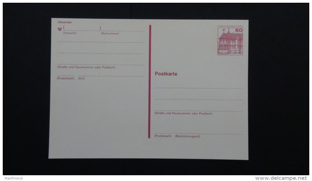 Germany - Berlin (West) - 1982 - Mi: P 122 I* - Look Scan - Cartes Postales - Neuves