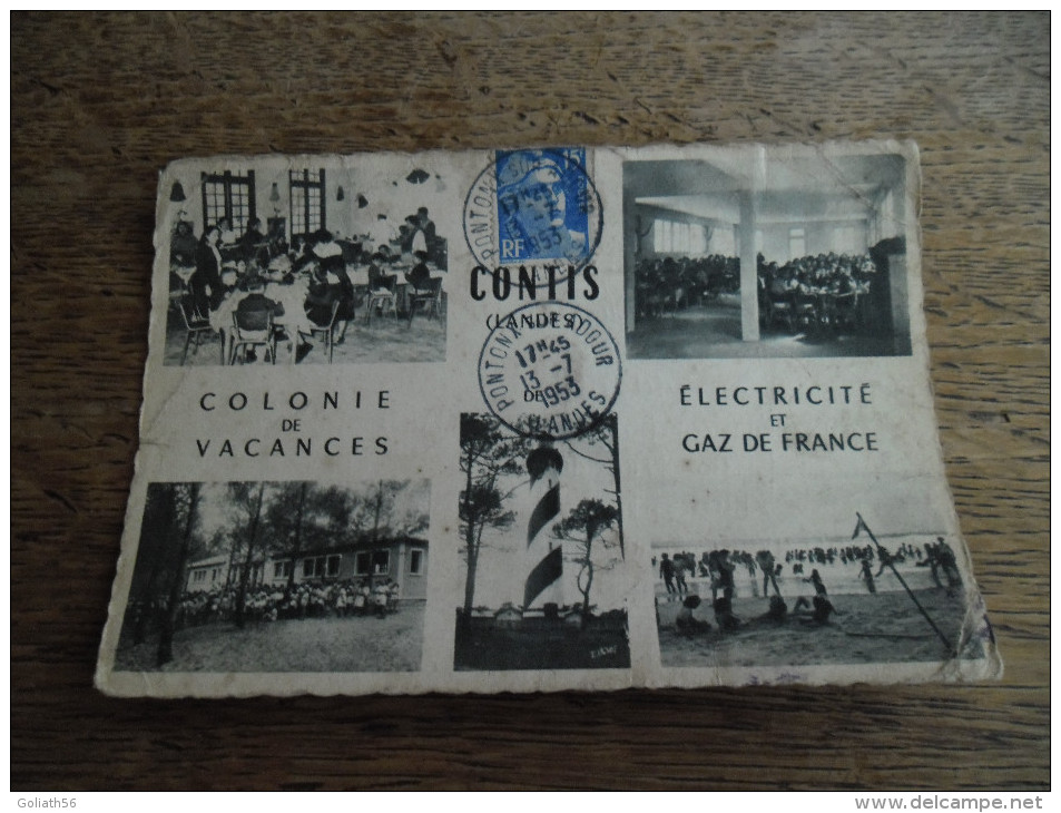 CPSM De Contis (Landes), La Colonie De Vacances Et Electricité Et Gaz De France, Daté 1953 - Altri & Non Classificati