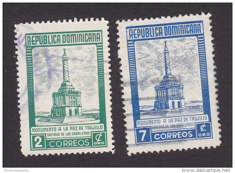 Dominican Republic, Scott #458-459, Used, Monument To The Peace Of Trujillo, Issued 1954 - Dominican Republic