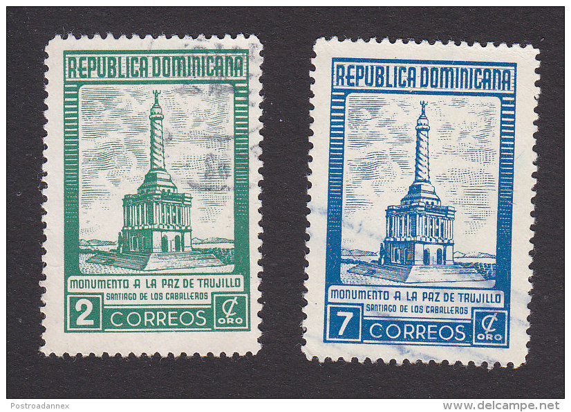 Dominican Republic, Scott #458-459, Used, Monument To The Peace Of Trujillo, Issued 1954 - Dominican Republic