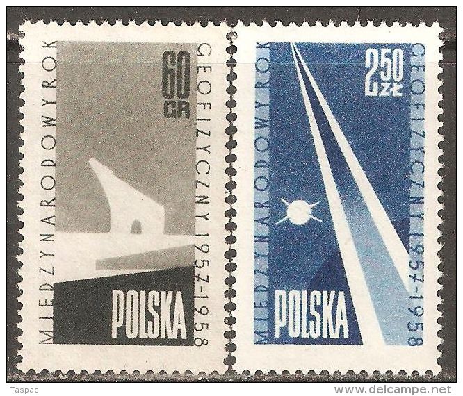 Poland 1958 Mi# 1061-1062 ** MNH - Intl. Geophysical Year / Polar Bear / Space - International Geophysical Year