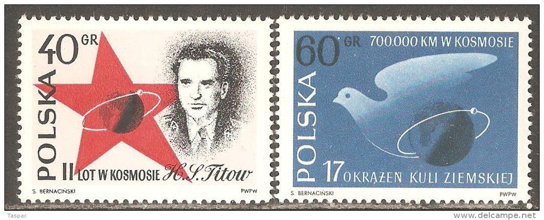 Poland 1961 Mi# 1257-1258 ** MNH - Manned Space Flight Of Vostok 2 / Maj. Gherman Titov - Unused Stamps