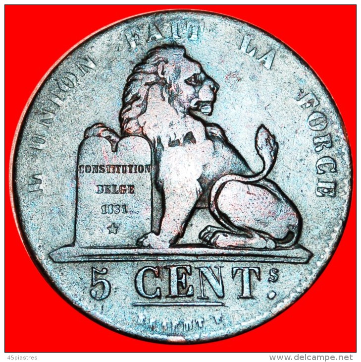 • WITHOUT STOP IN SIGNATURE: BELGIUM ★ 5 CENTIMES 1837! LOW START &#9733; NO RESERVE!Leopold I (1831-1865) - 5 Cent