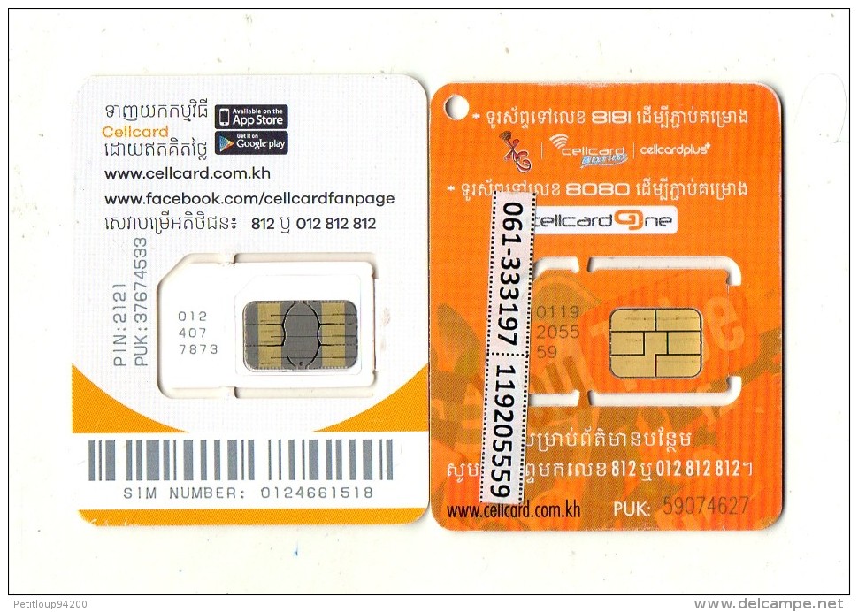 CARTES GSM/SIM CAMBODGE  3,5G  Cellcard  (lot De 2) - Cambodge