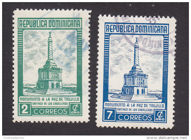 Dominican Republic, Scott #458-459, Used, Monument To The Peace Of Trujillo, Issued 1954 - Dominicaanse Republiek