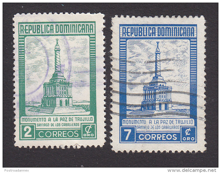 Dominican Republic, Scott #458-459, Used, Monument To The Peace Of Trujillo, Issued 1954 - Repubblica Domenicana