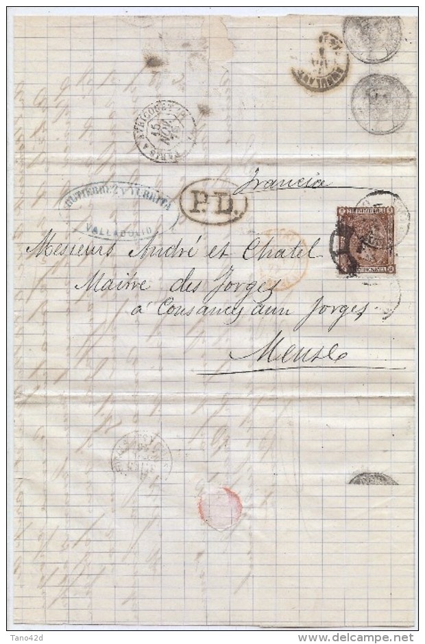 CTN35/4 - ESPAGNE LAC VALLADOLID / COUSANCES  11/11/1875 - Lettres & Documents