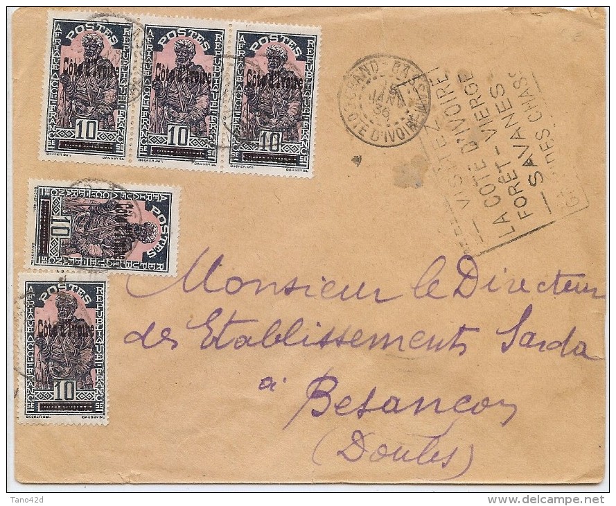 CTN35/4 - COTE D'IVOIRE LETTRE  GRAND BASSAM / BESANCON 15/1/1936 - Lettres & Documents