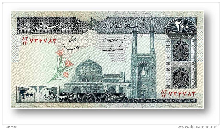 IRAN - 200 Riyals ( 1982 -  ) Pick 136.b Sign. 23 Unc. - Wmk Arms - Islamic Republic - Iran