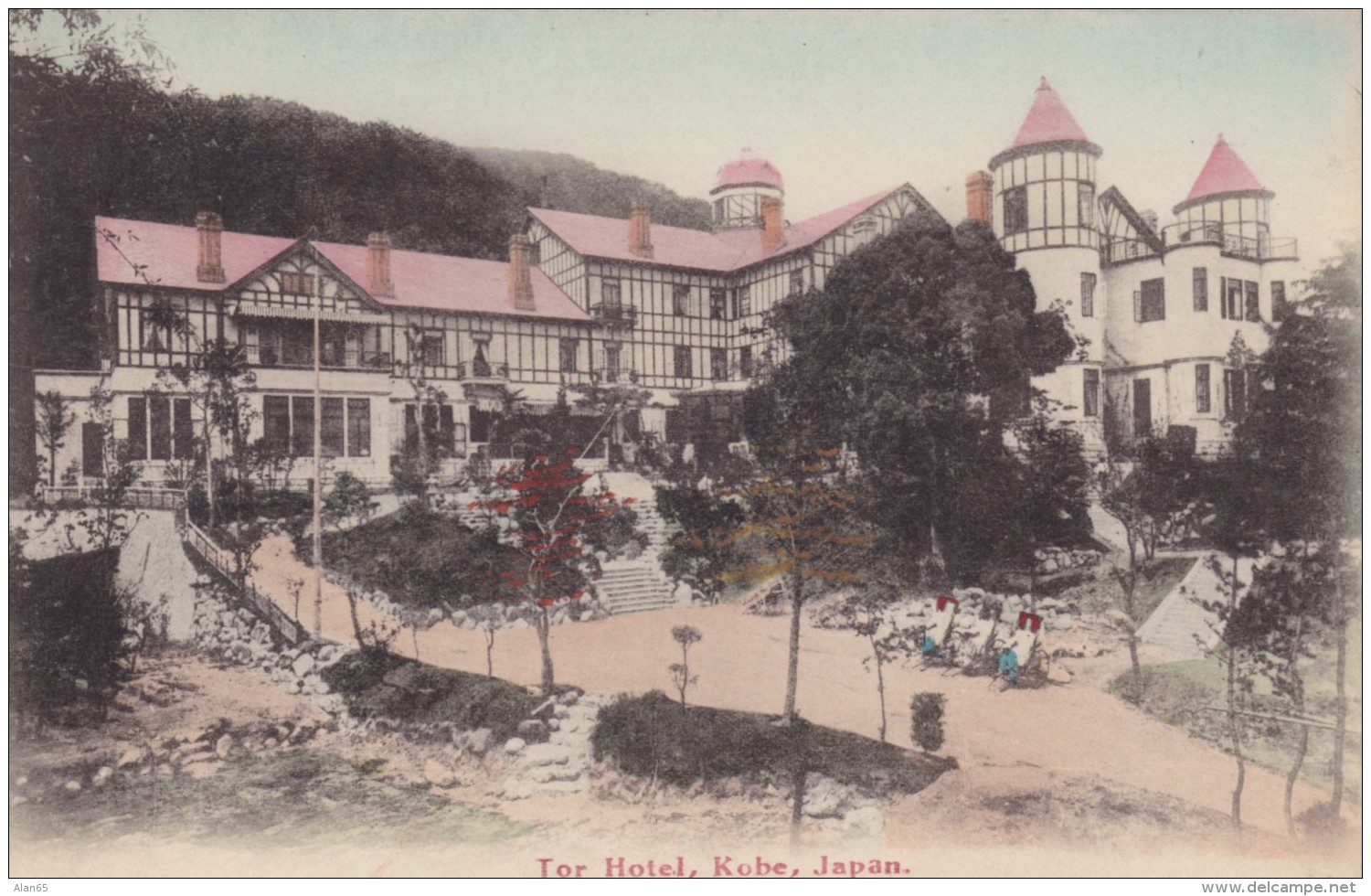 Kobe Japan, Tor Hotel, Lodging, View Of Grounds And Exterior Of Buildings, Architecture, C1900s Vintage Postcard - Kobe