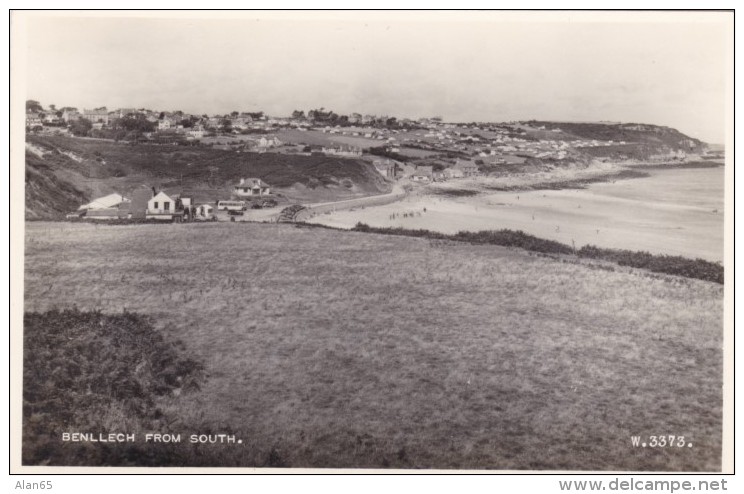 Benllech Wales UK, View Of Town And Beach From South, Isle Of Anglesey, C1920s/40s Vintage Postcard - Anglesey