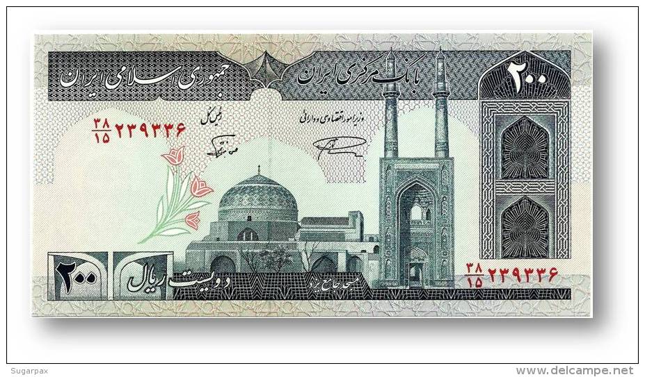 IRAN - 200 Riyals ( 1982 -  ) Pick 136.c Sign. 28 Unc. Serie 38/15 - Wmk Khomeimi - Islamic Republic - Irán